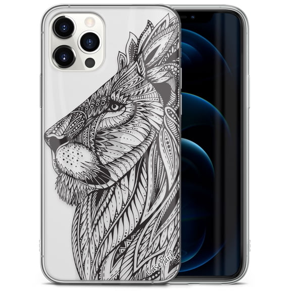 Case Yard iPhone-12-Pro-Max Case Clear Soft & Flexible TPU Ultra Low Profile Slim Fit Thin Shockproof Transparent Bumper Protective Cover Drop Protective Cell Phone Cases (Tribal Leonesse)