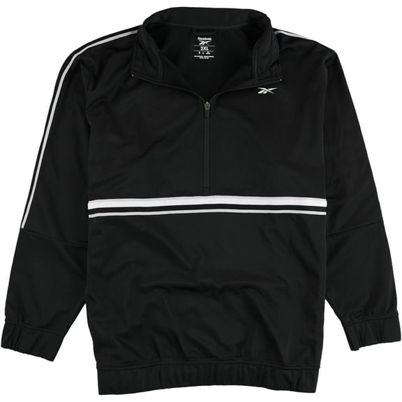 Reebok Mens 1/4 Zip Striped Track Jacket, Black, XX-Large