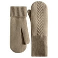 thumbnail image 5 of QSAWXQZ Women's Cable Knit Sherpa Lined Mittens Thick Thermal Winter Gloves for Cold Khaki Free Size, 5 of 9