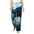 thumbnail image 2 of Goofa Blue Thunder Storm Dragon Printed Soft Pajama Pants for Women, Wide Leg Comfy Casual Lounge Yoga Pants-Small, 2 of 9
