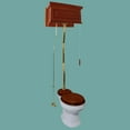 thumbnail image 2 of Renovators Supply High Tank Pull Chain Toilet w/Light Mahogany Wooden Raised High Tank 59" to 74" Adjustable Height Brass Z Pipe and Round Toilet Bowl, 2 of 7
