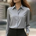 thumbnail image 3 of Long Sleeve Button Up Shirts for Women, Comdrip Button Down Shirts for Women Wrinkle Resistance Dress Shirts for Women Long Sleeve Work formal Blouses Tops Women Button Down Blouse Grey XL, 3 of 10