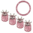 thumbnail image 3 of 5PCS/Set  Crown Shape Rhinestone Car Start Key Tire Dust Caps Decoration Auto Stem Caps Ignition Button Ring (Pink), 3 of 6
