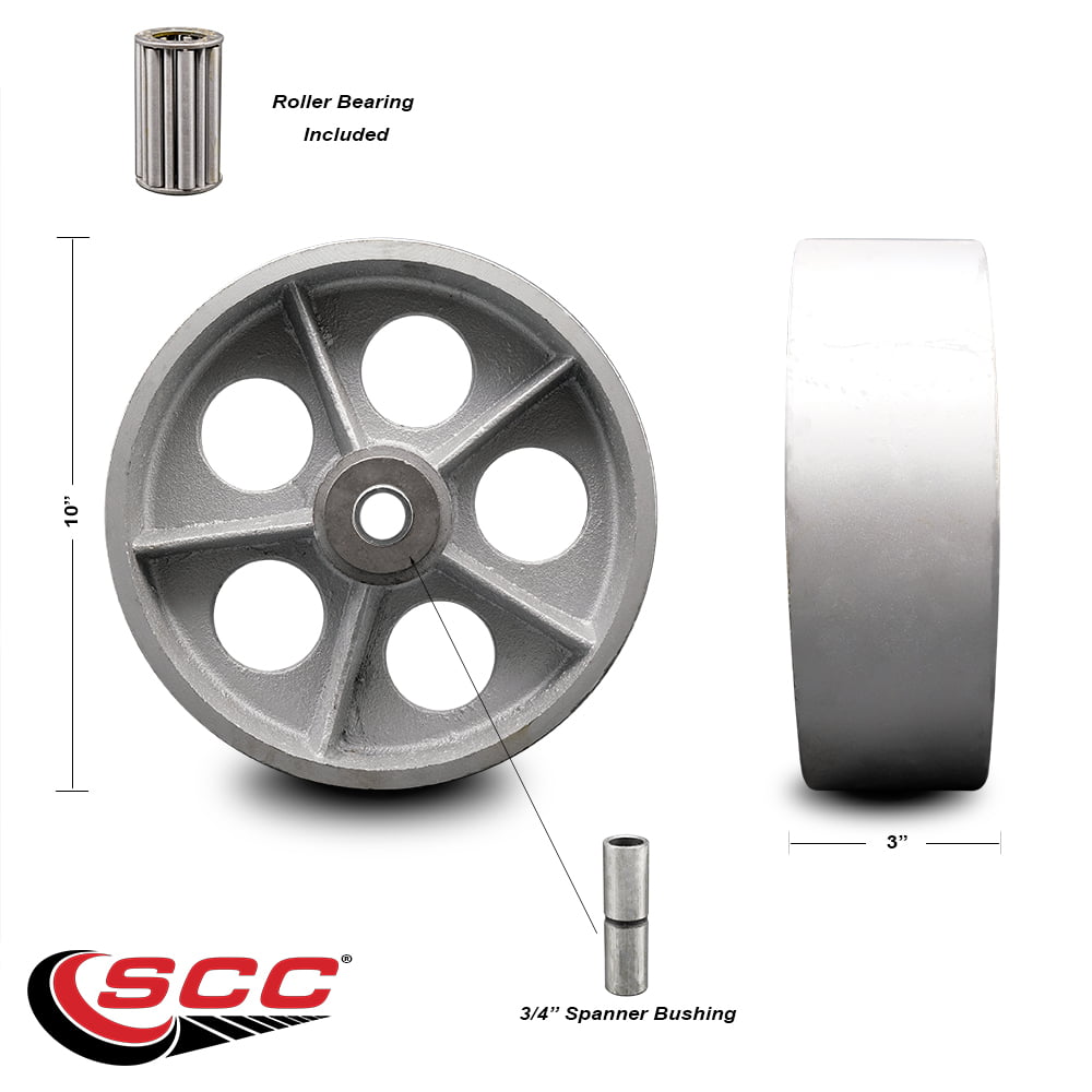 8 x 3 Phenolic Wheel Only with Roller Bearing 2500 lbs Capacity per Wheel Service Caster Brand 3/4 Bore 