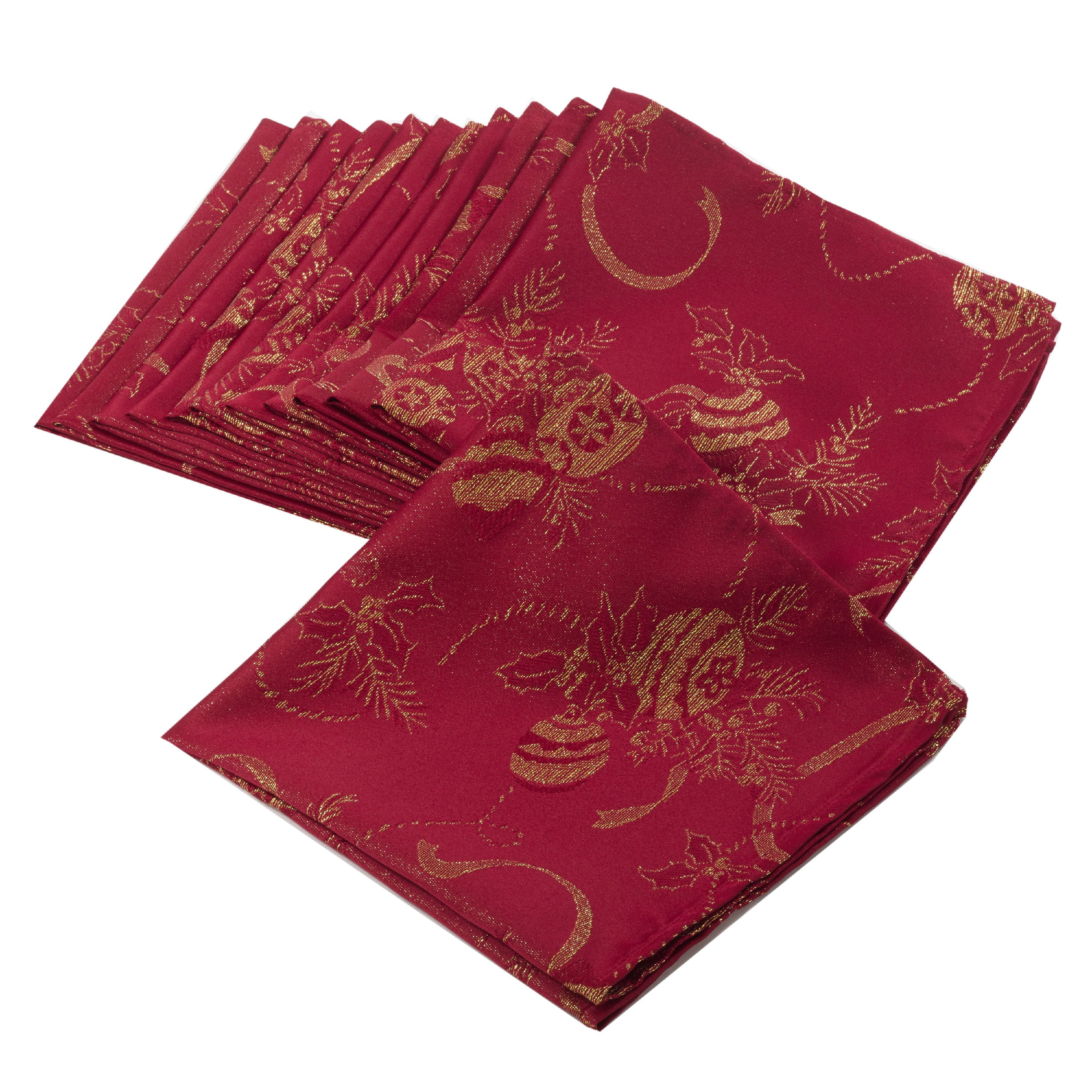 Fennco Styles Royal de Noel Jacquard Holiday Christmas Dinner Napkins 20" SquareSet of 4 (Red