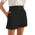 thumbnail image 3 of Shorts for Women 2026 Summer Cotton Linen Elastic High Waist Wide Straight Leg Roll Up Casual Shorts with Pockets, 3 of 7