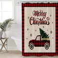 thumbnail image 5 of Merry Christmas Shower Curtain, 72" x 72", Red Truck Pull Xmas Tree Rustic Background Waterproof Bathroom Curtain Washable Shower Curtain Set with 12 Hooks, 5 of 6