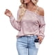 thumbnail image 2 of Blusa de manga larga con hombros descubiertos para mujer, blusa larga con hombros descubiertos para mujer, blusas casuales con hombros descubiertos para mujer, integración sin costuras, 2 of 6