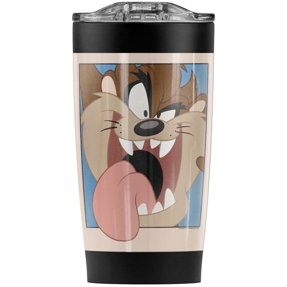 Looney Tunes Taz Closeup Stainless Steel Tumbler 20 oz Coffee Travel Mug/Cup, Vacuum Insulated & Double Wall with Leakproof Sliding Lid | Great for Hot Drinks and Cold Beverages