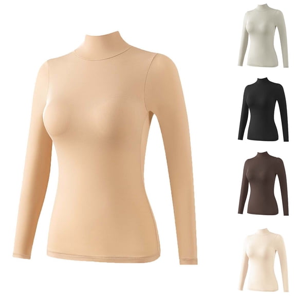 Wlynlyn Thermal Underwear Tops for Women Slim Fitted Turtleneck Soft Long Sleeve Lightweight Base Layer Shirts