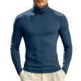 thumbnail image 6 of TOUMENY Men High Neck Top Long Sleeve Slim Fit Solid Casual Sweater Pullover Cotton Fashion Breathable Quick Dry Winter Sweater Blue XL, 6 of 7
