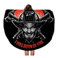 thumbnail image 1 of SIDONKU 60 inch Round Beach Towel Blanket Fire Firefighter Devil Demon Fighter Helmet Axe Danger Department Travel Circle Circular Towels Mat Tapestry Beach Throw, 1 of 2