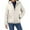 White, variant on Women's Warm Hooded Down Jacket Packable Jacket Short Solid Lightweight Full Zip Outwear Winter Coat With Pockets Versatile Winter Padded Coat Tops