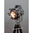 thumbnail image 3 of Designer Collectable Chrome Steel Spot Light With Black Wooden Tripod Low Floor Lamp Stand, 3 of 4