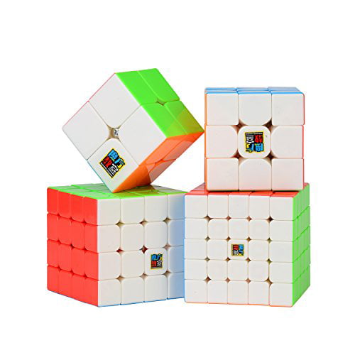 Tutoriel Secret pour Speed Cubes ROXENDA Speed Cube Bundle Magic Cube Ensemble de Cube Puzzle Rapide 2x2x2 3x3x3 4x4x4 5x5x5 Stickerless Cube avec Coffret Cadeau