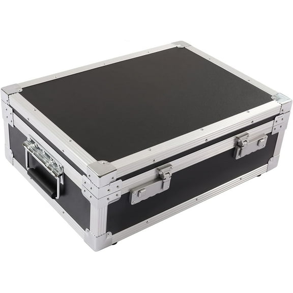 Storage Lock Box Black, 18.35" x 13.23" x 6.46" Lockable Dorm Storage Trunk with Tool Lock, Briefcase, Medicine Box, Lock Boxes for Personal Items, Cash, Laptop