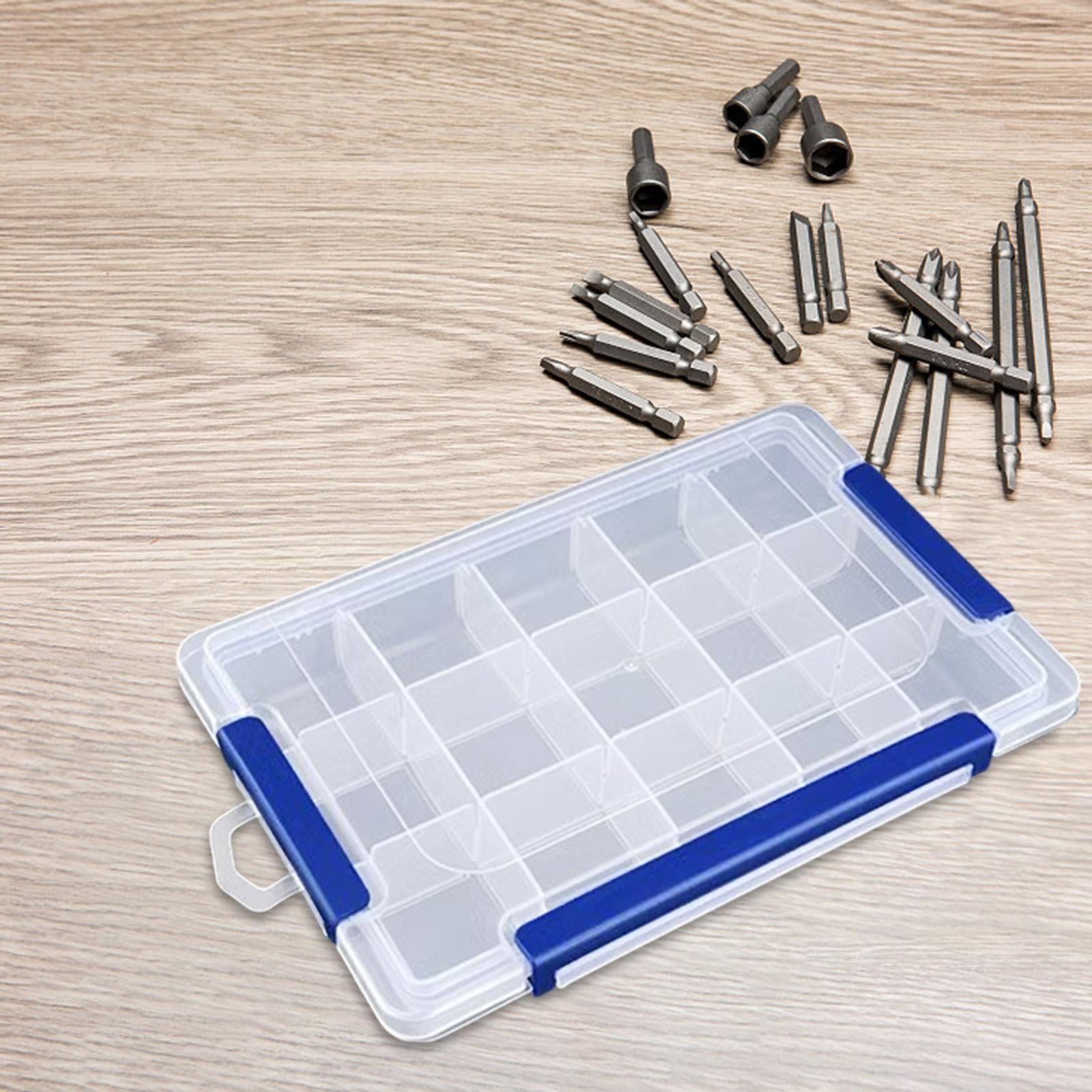 Fiocias Clear Organizer Box Bead Organizer Empty Portable Multifunctional Tackle Box for 15 Grid Large
