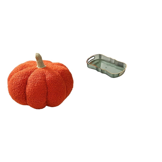 Almohada de calabaza de Halloween, almohada decorativa de calabaza, bandeja de almacenamiento de material PP suave, bandeja rectangular para servir, a