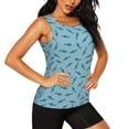 thumbnail image 2 of Balery Cute Shark Camiseta sin mangas estampada ligera para mujer, tops de entrenamiento sin mangas, camisetas de yoga transpirables de secado rápido.-Small, 2 of 7