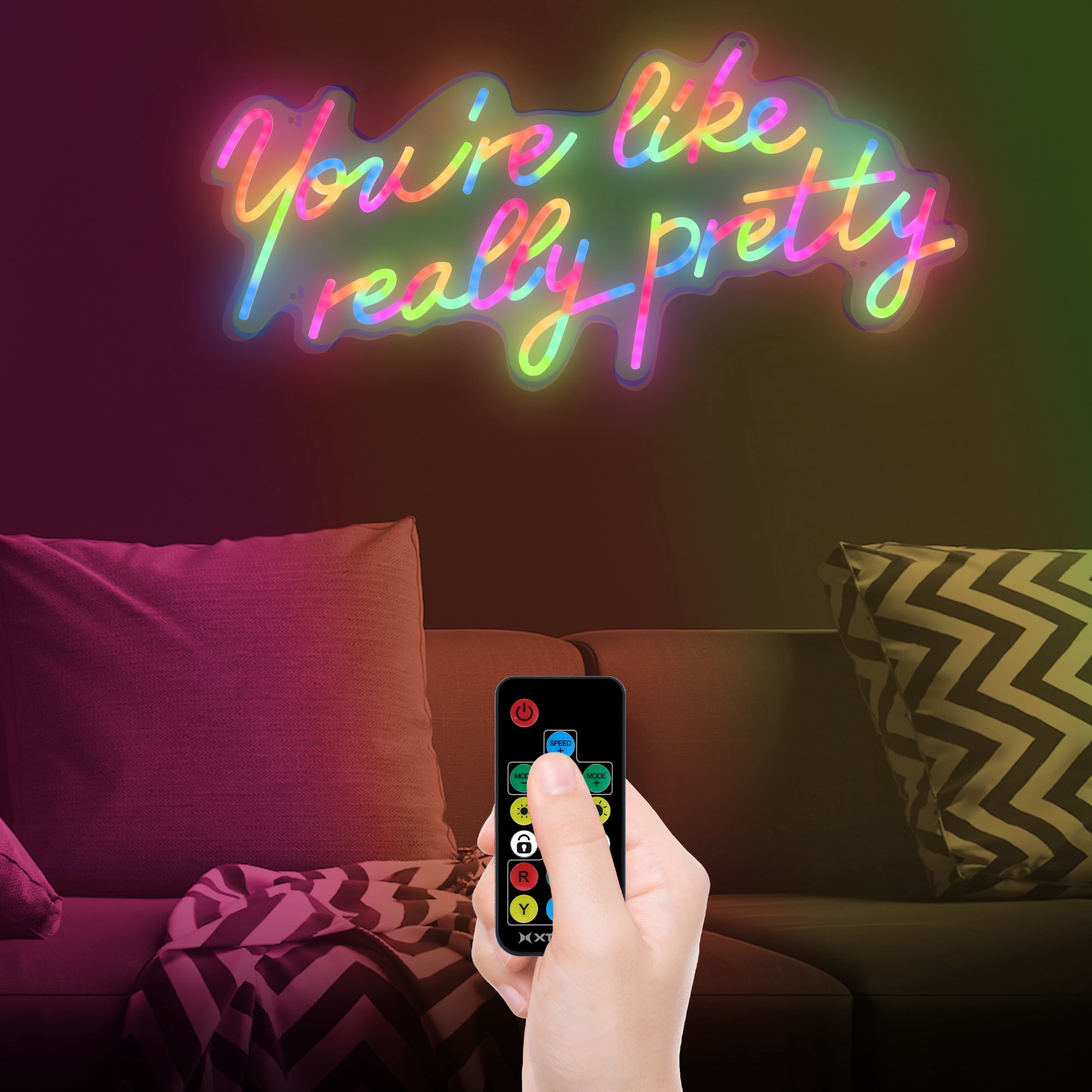 Xtreme Lit 26.3" x 12.3" 'You're like Really Pretty' Multi-color LED Neon Sign, Plastic Wall, 2 lb