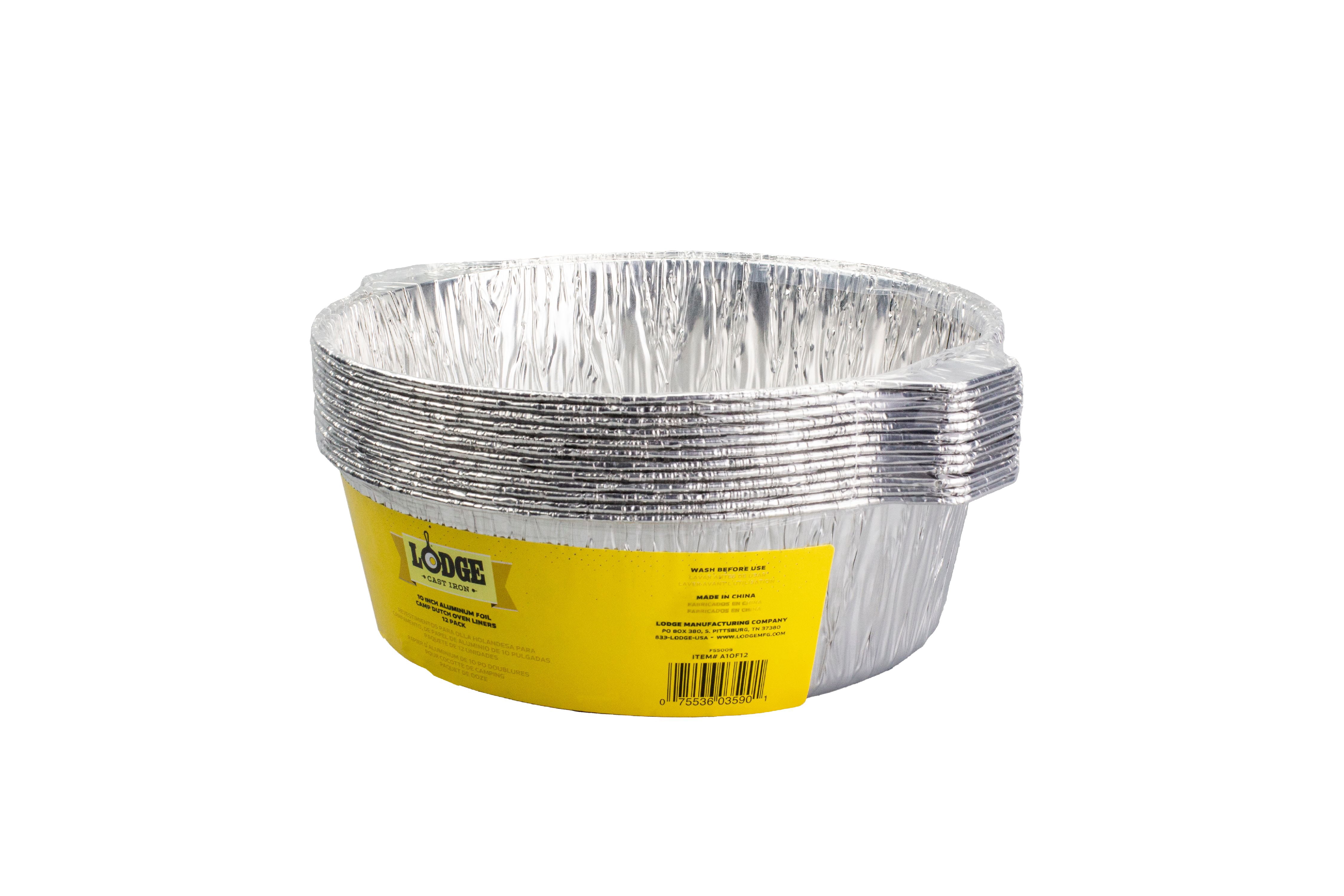 Lodge 10 Inch Aluminum Foil Dutch Oven Liner, 12 Pack 100% Recyclable Aluminum Foil Dutch Oven Liners for Easy Camp Cooking Cleanup