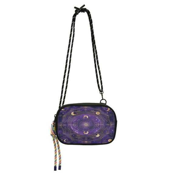 Stylish Crossbody Phone Bag Purse Handbags Adjustable Strap, Compact Design for Essentials Purple Celestial Pattern