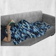 thumbnail image 6 of Abstract Soft Flannel Fleece Blanket, Modern Contemporary Geometric Design with Stripe Like Bold Borders in Blue Tones, Cozy Plush for Indoor and Outdoor Use, 50" x 70", Multicolor, by Ambesonne, 6 of 6