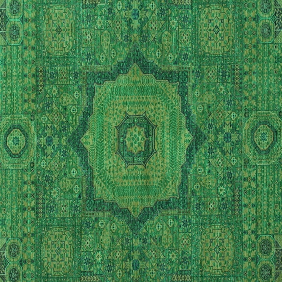 Ahgly Company Machine Washable Indoor Square Abstract Turquoise Blue Modern Area Rugs, 5' Square