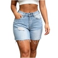 thumbnail image 4 of PYGNJK Women's Denim Ripped Shorts Frayed Hem Loose Fit Vintage Summer Jean Short Pants with Pockets Streetwear, 4 of 7