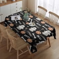 thumbnail image 2 of Black Halloween Ghosts Pumpkins and Bones Rectangle Tablecloth 60"x84",Waterproof Polyester Rectangle Table Cloth, Wipeable Spillproof Polyester Tablecloth for Dining, Camping, Indoor and Outdoor, 2 of 5