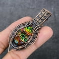 thumbnail image 3 of Natural Ammolite Gemstone Copper Wire Wrap Gift Jewelry Pendant 3.03", 3 of 4