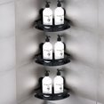 thumbnail image 1 of Suction Cup Shower Shelf (2-Tier & 3-Tier), Black Triangular Corner Bathroom Rack, No-Drill, Rustproof, Holds up to 10kg (3-Tier)), 1 of 6