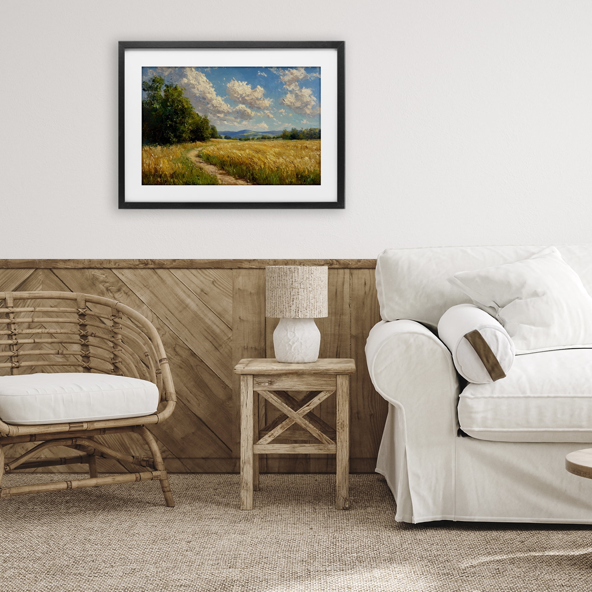Stupell Industries Winding Path Through Wheat Field Black Framed Print Under Glass, design by Creative Studio