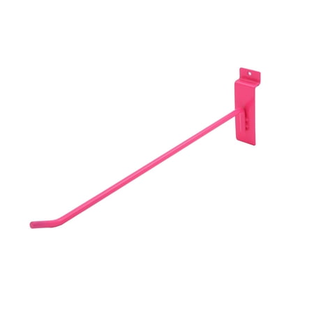 SSWBasics 10" Slatwall Hooks - Pack of 50 - Durable and Stylish Hot Pink Slat Wall Hanging Hooks - Sturdy 10 Inch Slat Wall Hooks for Organized Display