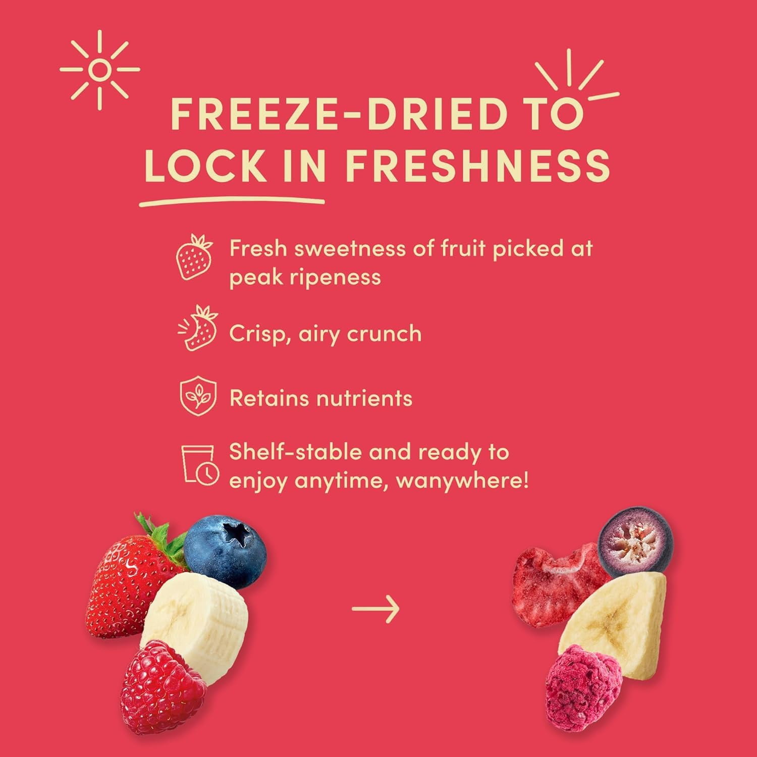 Tru Fru Freeze-Dried Chocolate Covered Fruit Variety Pack, Strawberries, Raspberries, Bananas, Strawberries & Crème, Raspberries & Crème, Blueberries & Crème, 3.4 oz Bags  6 count