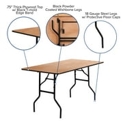 Flash Furniture 5-Foot Rectangular Wood Folding Banquet Table with Clear Coated Finished Top