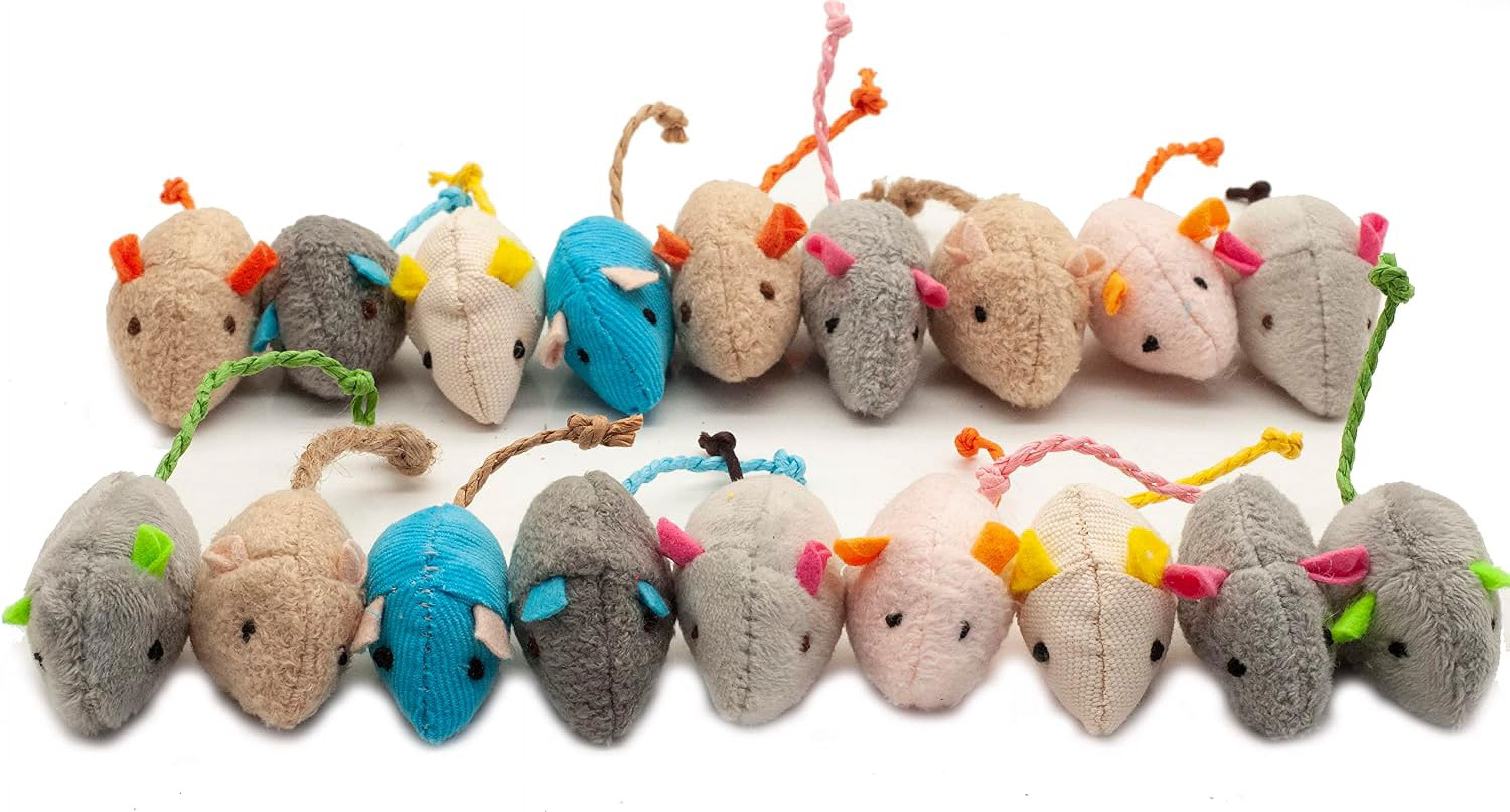 Cat Mice Toy 18-Pack Plush Catnip-Filled Mice Toys for Indoor Cats - Realistic Design, 9 Assorted Colors, 2 of Each, Value Pack
