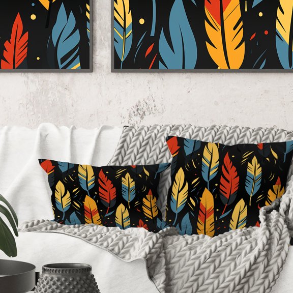 Designart "Tribal Feather Tapestry" Abstract Printed Throw Pillow