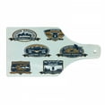 thumbnail image 1 of Hunting Cutting Board, Shield Set Hunting Sports Club Emblems with Animals, Decorative Tempered Glass Cutting and Serving Board, Wine Bottle Shape, Dark Blue White Brown, by Ambesonne, 1 of 1