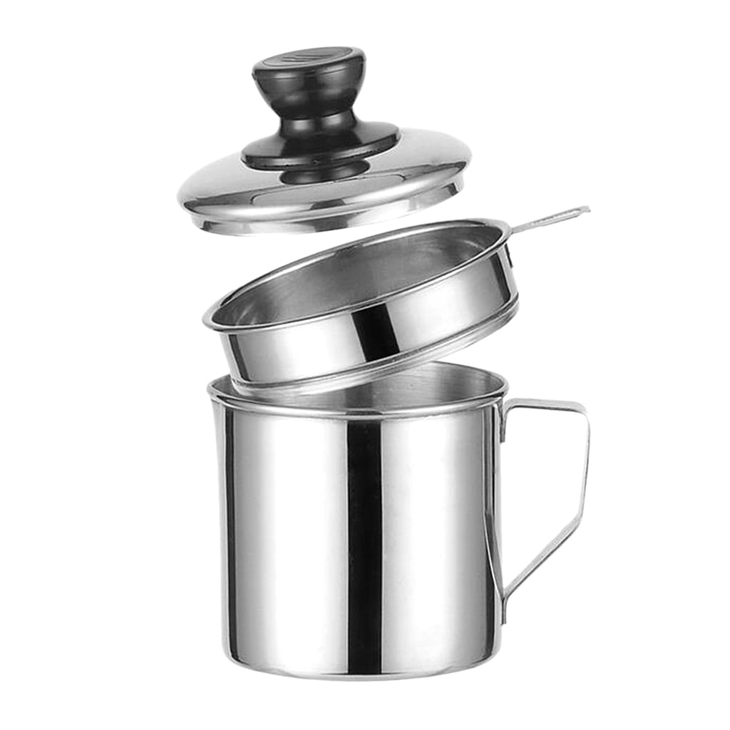 Stainless Cooking Oil Storage Can Strainer Containers 4''