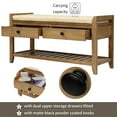 thumbnail image 4 of MODERNLUXE 35.4" Shoe Bench Entryway Bench with 2 Storage Drawers and Cushioned Seat,Farmhouse Shoe Rack with Bottom Shelf for Entryway Hallway and Bedroom,Old Pine, 4 of 8