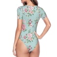 thumbnail image 3 of Uemuo Vintage Floral Pattern Women's One Piece Short Sleeve Swimsuit Rash Guard Surfing Modest Quick-drying Swimsuit Beach Essentials-X-Large, 3 of 9