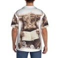 thumbnail image 3 of Fotbe Relaxed Cute Cow Reading Camisa Estampada de Manga Corta para Hombre, Casual de Verano, Estilo Playero, Sin Arrugas-4X-Large, 3 of 5