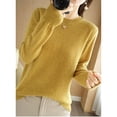 thumbnail image 4 of TYGHBN Women Casual Solid Color Bottoming Shirt Slim High Collar Knitted Long Sleeved Top Thermal Tops Women plus Women's Thermals Women's Thermal Shirts Cuddles Long Underwear Women Thermal, 4 of 4
