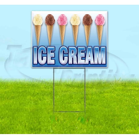 Ice Cream (18 x 24 ) Yard Sign Includes Metal Step Stake