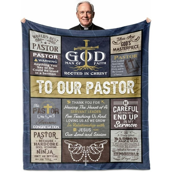 Pastor Appreciation Gifts, Gifts for Pastor Blanket 60"X50", Pastor Gifts Blanket, Pastor Gifts for Men, Thank You Gifts for Pastor, Christian Gifts for Men Religious, Pastor Day Gifts