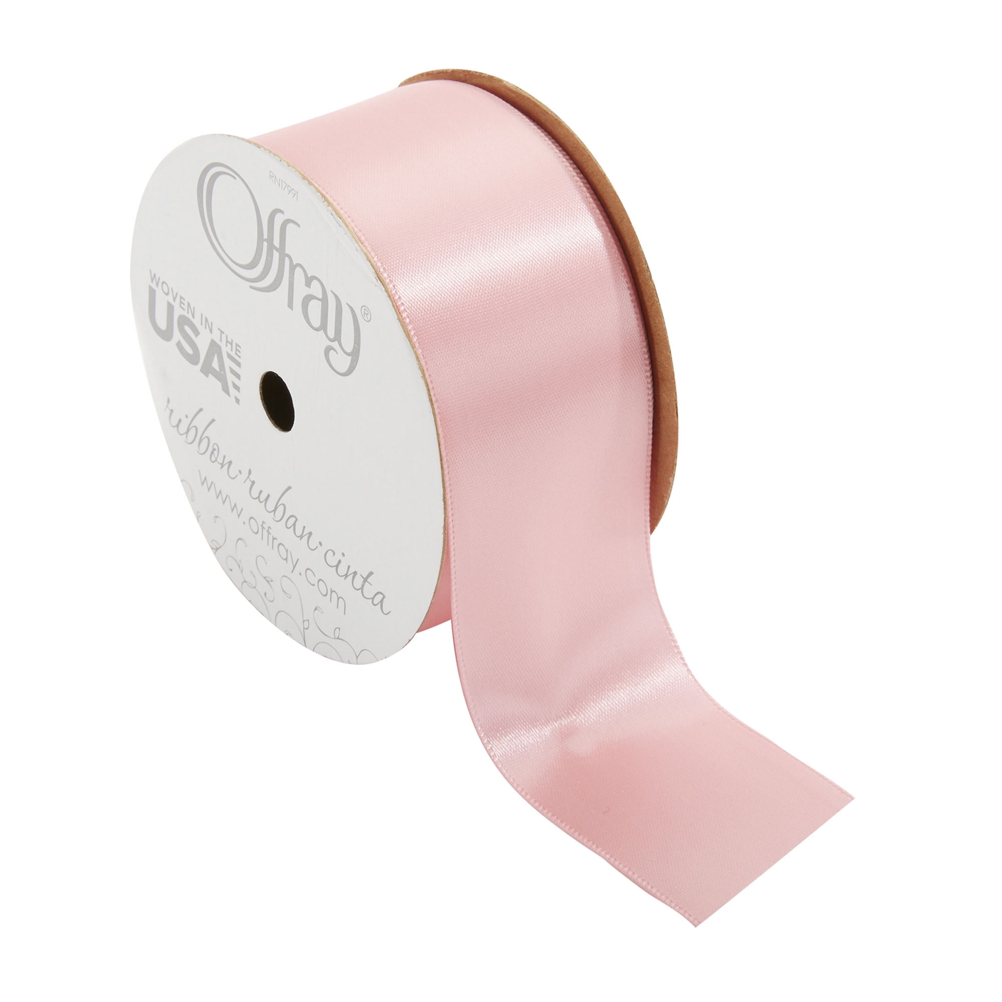 Offray Ribbon, Coral Pink 1 1/2 inch Single Face Satin Polyester Ribbon, 12  feet
