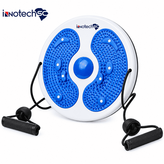 INNOTECH SC Waist Twister Balance Board with Resistance Bands - 360° Rotating Twist Board for Core, Waist, Arms, Hips And Thighs, Non-Slip Footpads – Blue