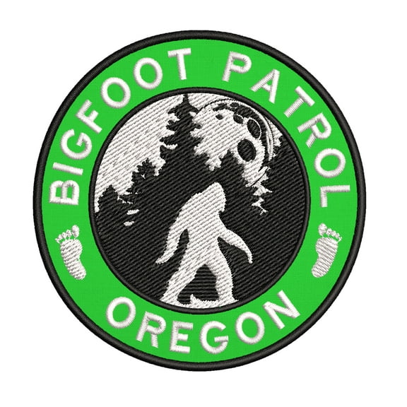 USA Oregon Bigfoot Patrol! Cryptid Sasquatch Watch! 3.5 Inch Iron Or Sew On Embroidered Fabric Badge Patch Unexplained Mysteries Iconic Series