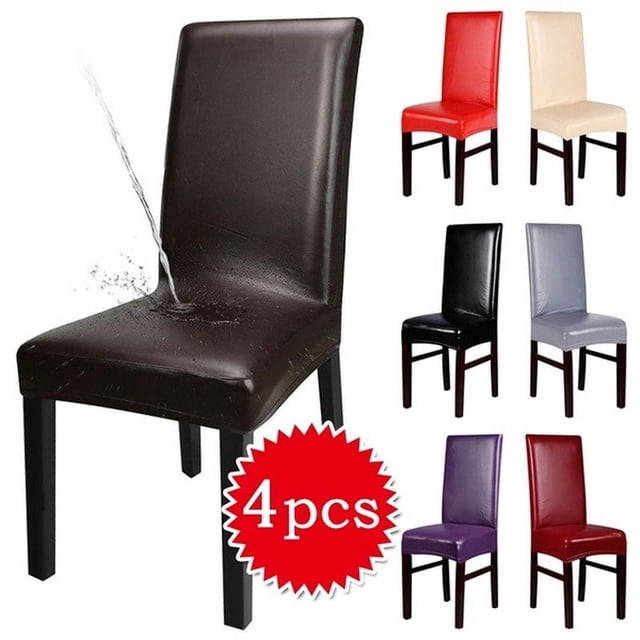 Funda para silla de 1, 2 o 4 piezas, de piel sintética y elastano, impermeable y resistente a la suciedad, para comedor, decoración del hogar
